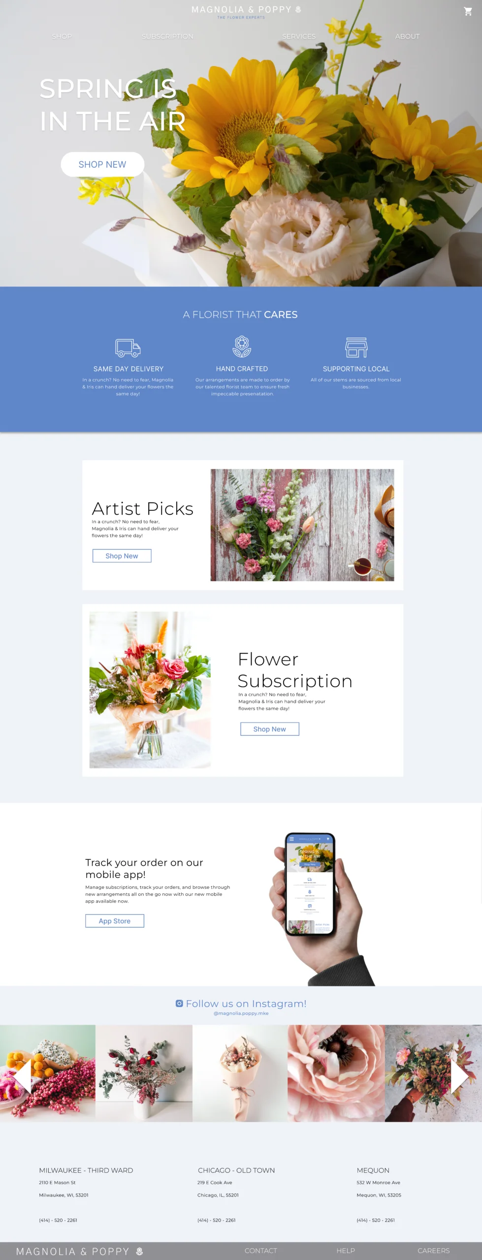 Magnolia & Poppy homepage design