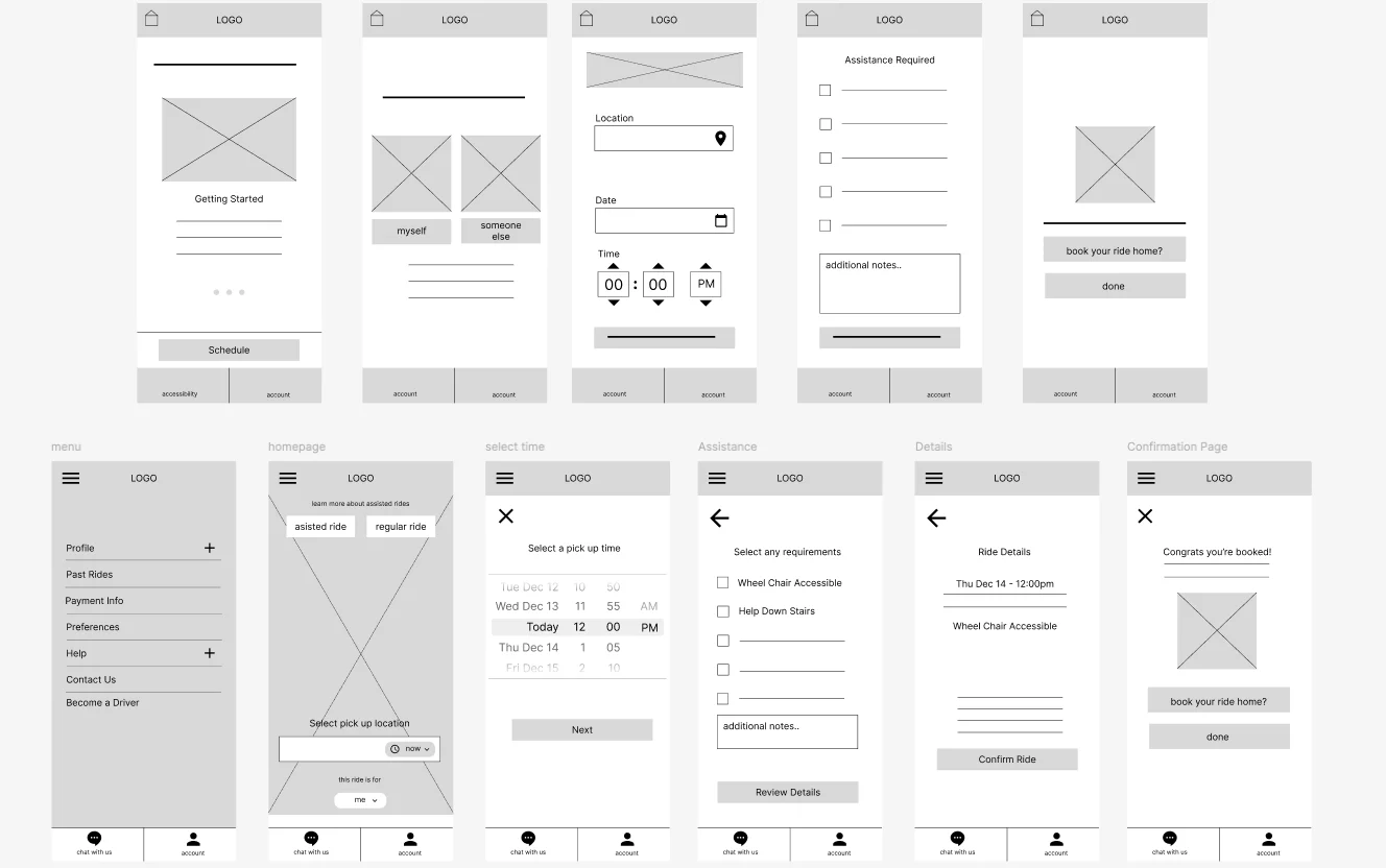 Access Cab high-fidelity mockups